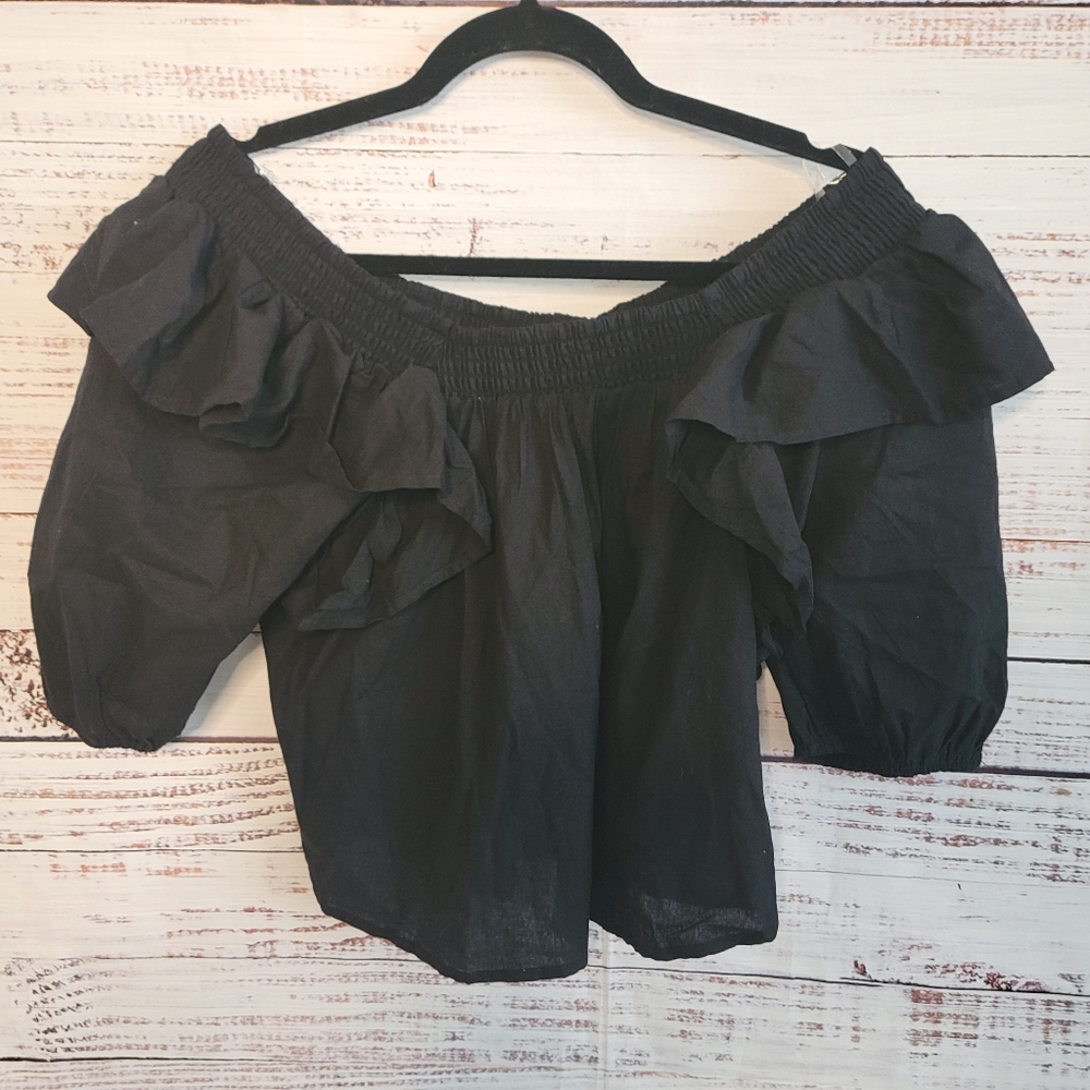 Hyfve L Bubble sleve Peasant crop top NWTS